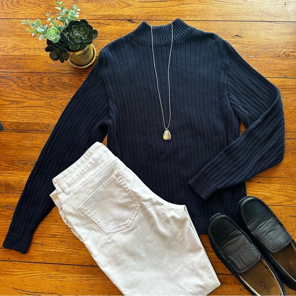 Pendleton Sweaters - Pendleton Navy Ribbed Long Sleeve Turtleneck Sweater Size Medium Great C…